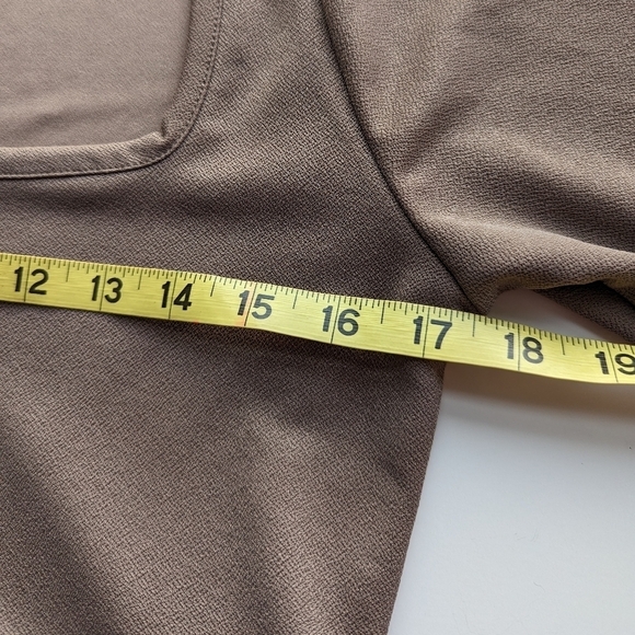 PLT Stretchy Long Sleeve Square Neck Puffy Hem Mini Dress Taupe - sz 12 - Picture 5 of 10
